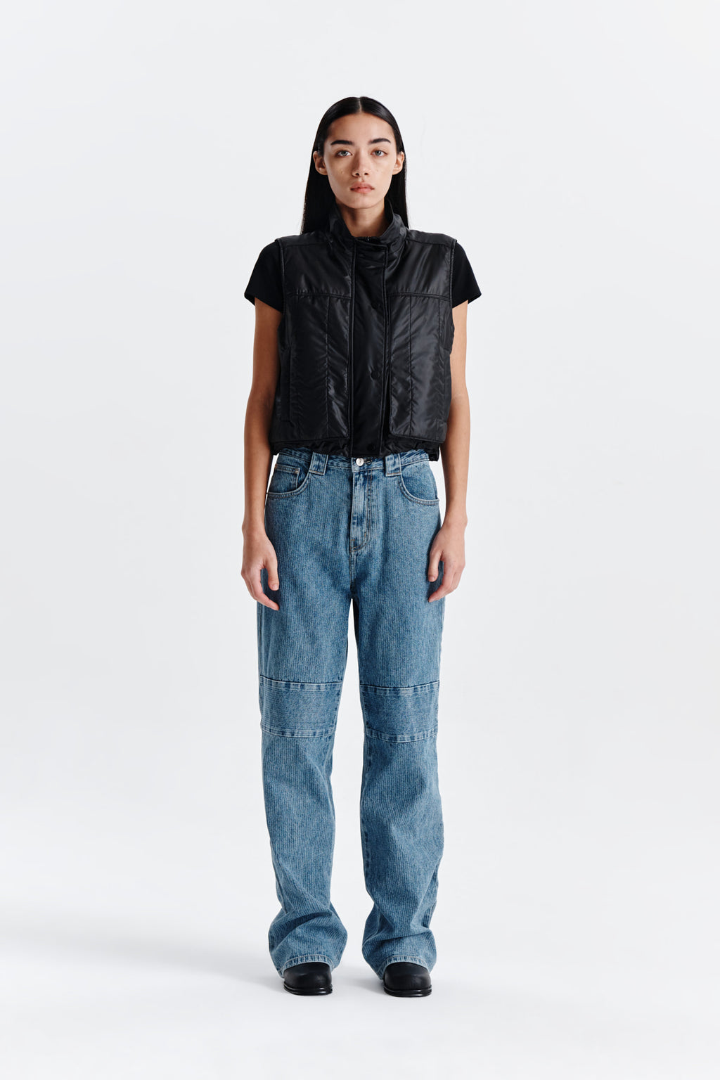 Matin Kim - Knee Point Stripe Denim Pants (Blue) product image 10 | TRAB K-Fashion Australia