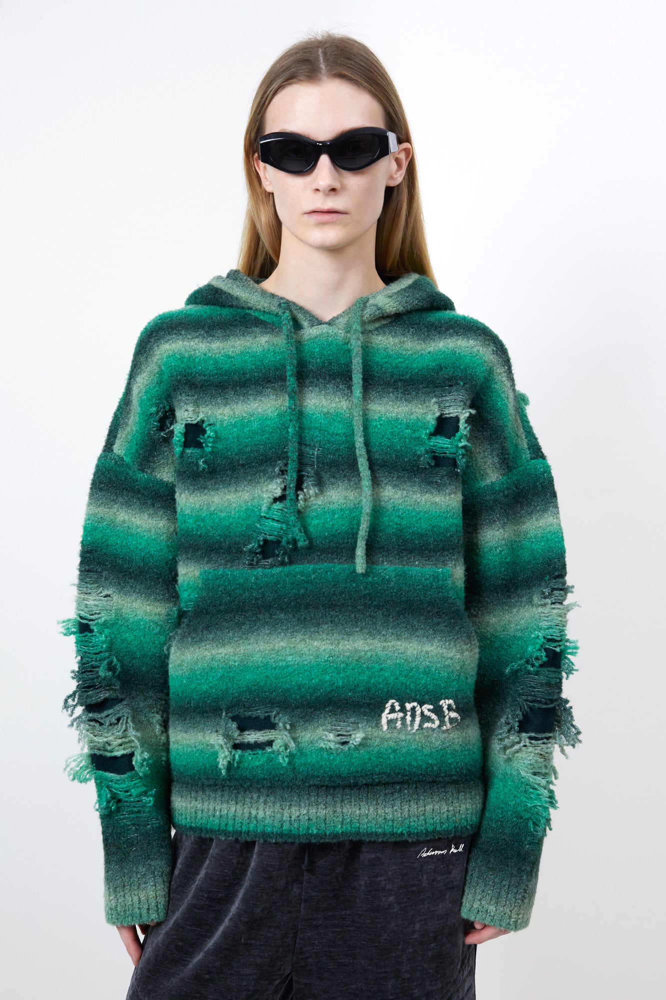 Andersson Bell - Unisex Gradient Distressed Hoodie (Green) product image 13 | TRAB K-Fashion Australia