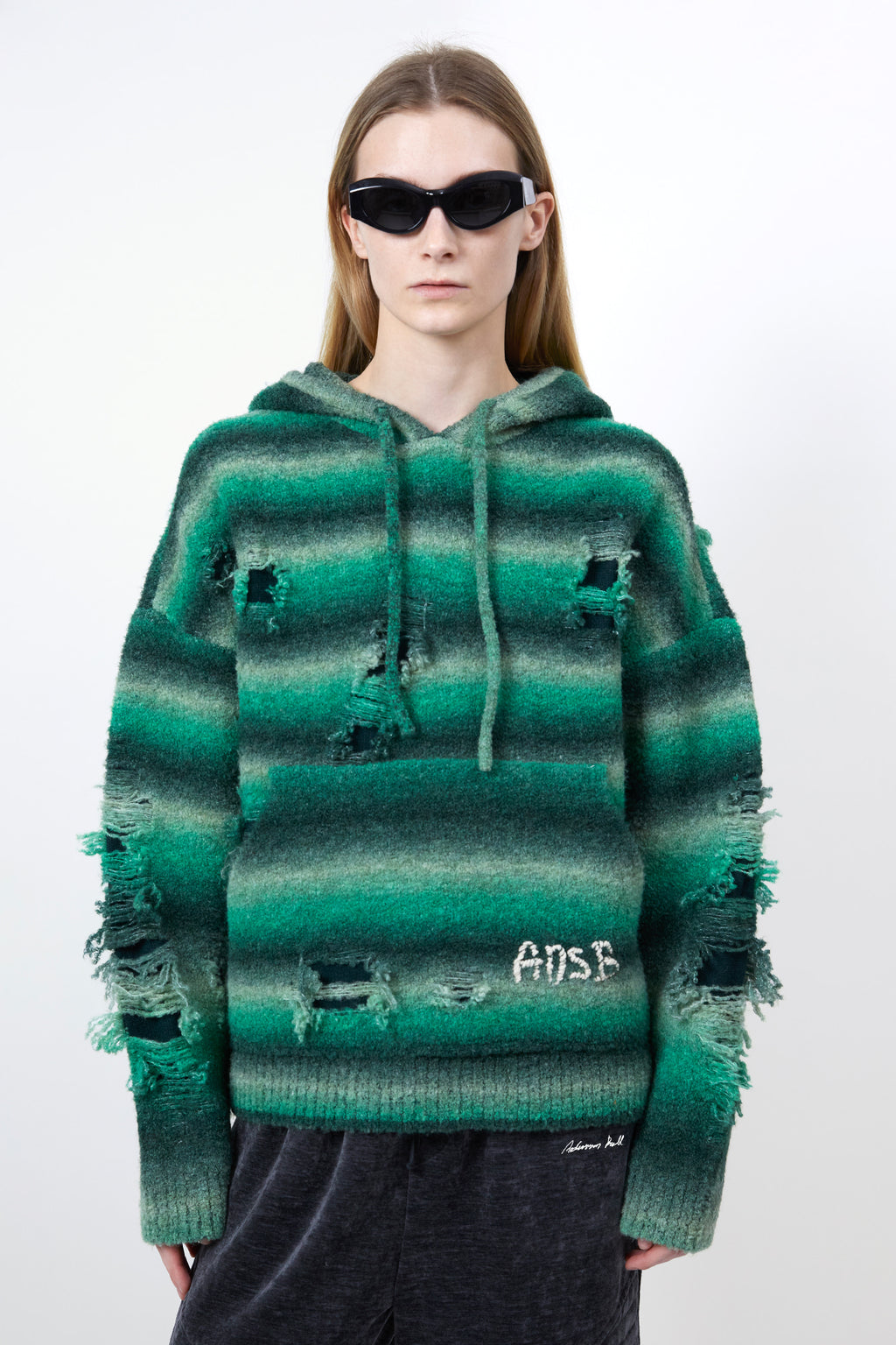 Andersson Bell - Unisex Gradient Distressed Hoodie (Green) product image 13 | TRAB K-Fashion Australia