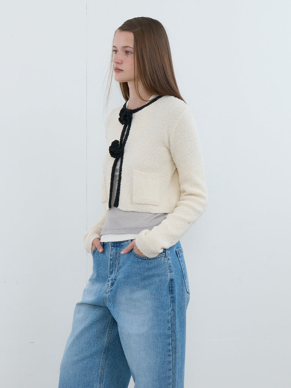 Kijun - Crochet Knit Jacket (Ivory) product image 1 | TRAB K-Fashion Australia