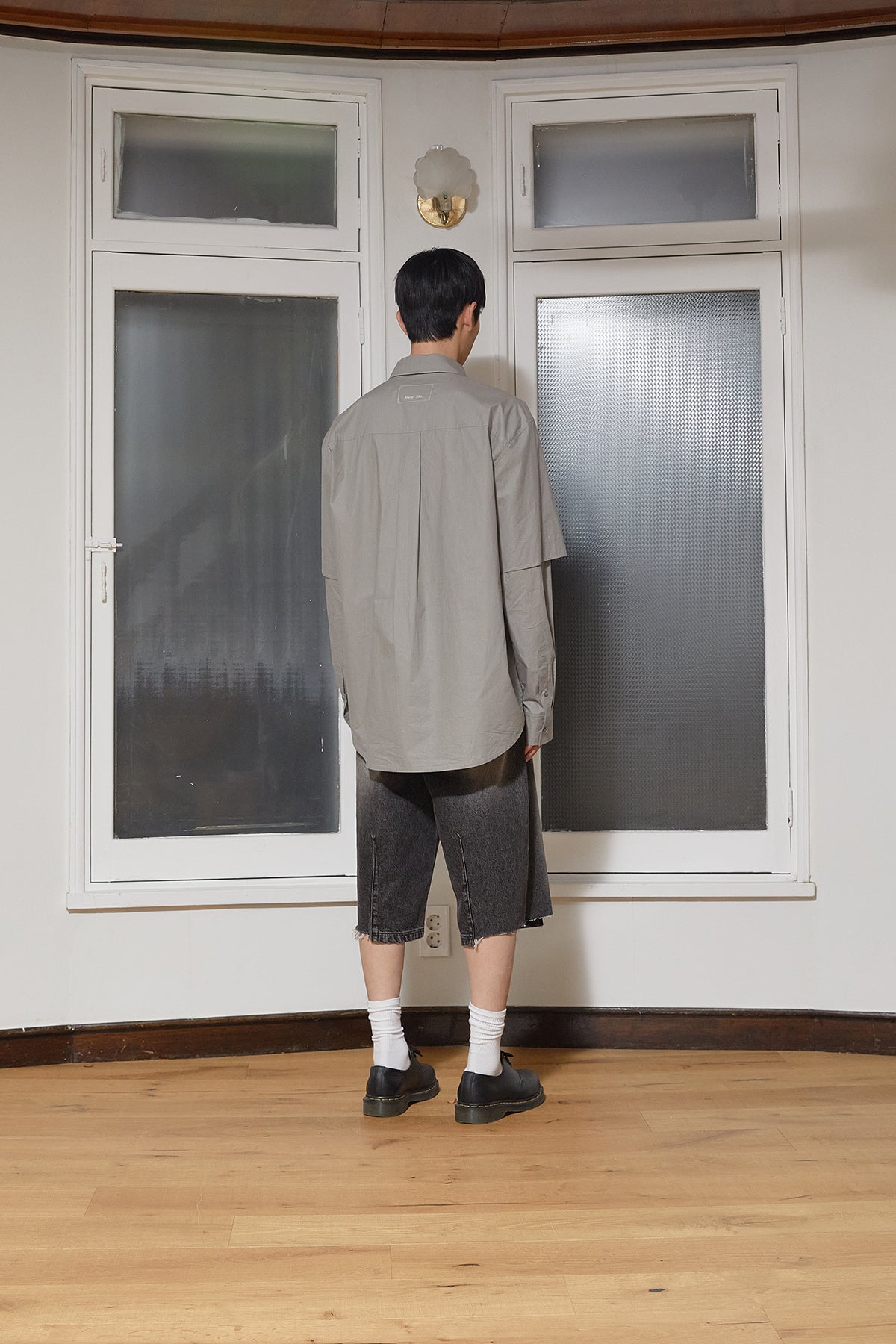 Matin Kim - Stitch Point Layered Shirt (Khaki Grey) product image 9 | TRAB K-Fashion Australia