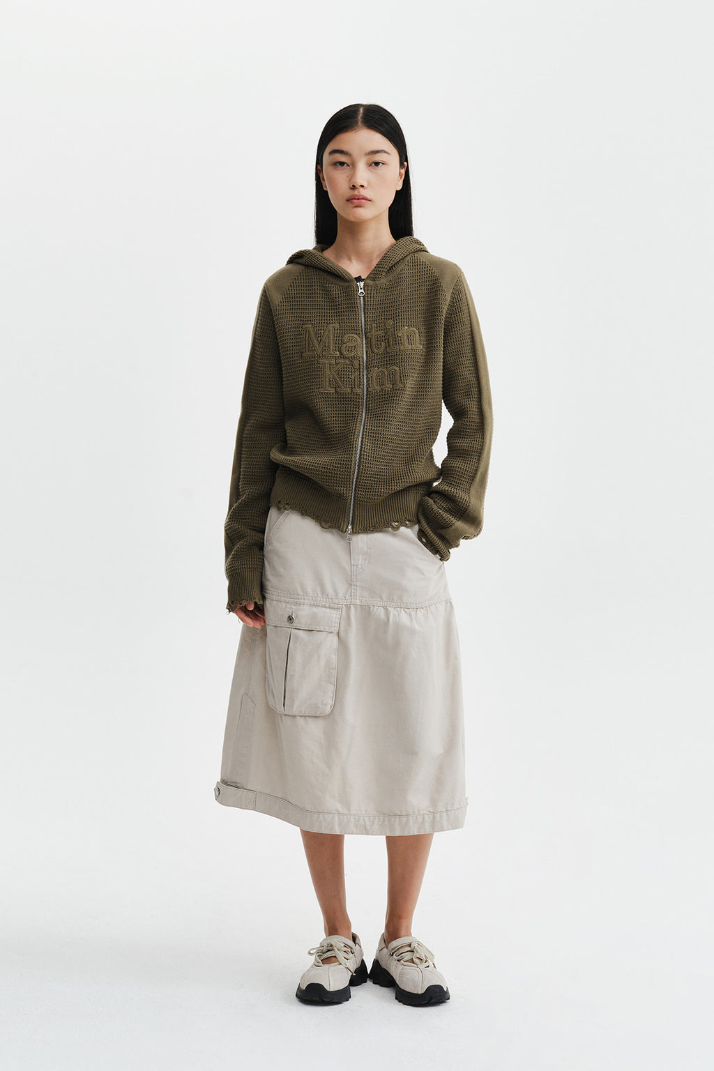 Matin Kim - Vintage Pocket Midi Skirt (Light Beige) product image 9 | TRAB K-Fashion Australia