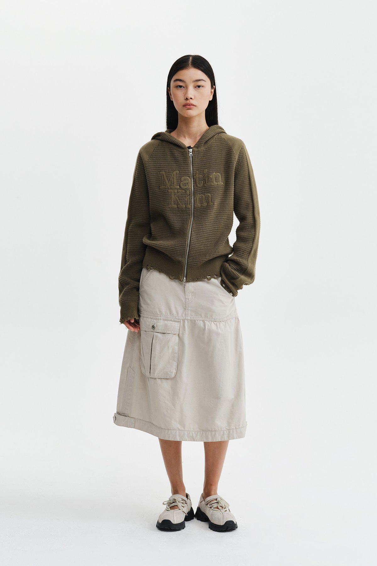 Matin Kim - Vintage Pocket Midi Skirt (Light Beige) product image 9 | TRAB K-Fashion Australia