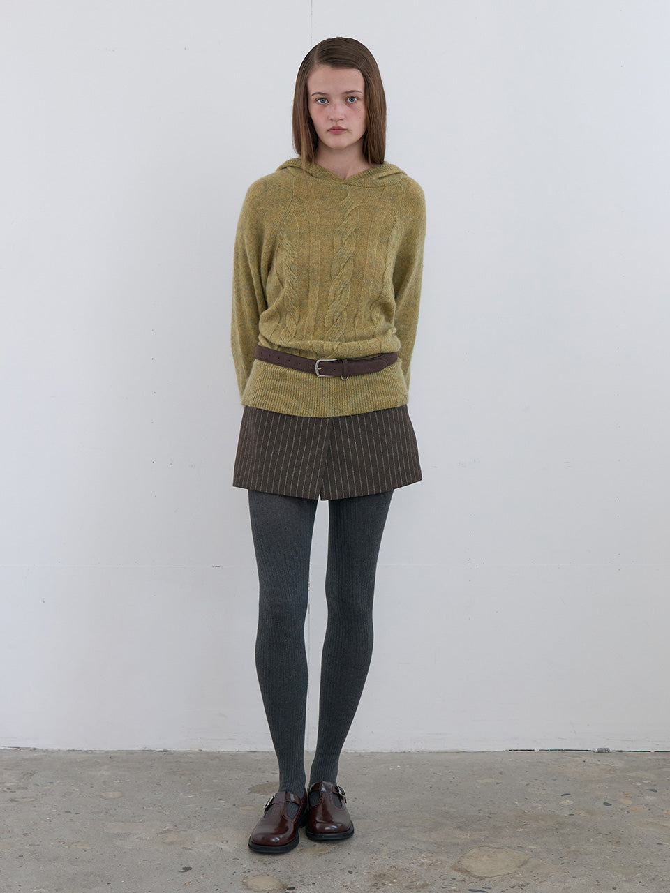 Kijun - Pin Stripe Wrap Shorts (Khaki Brown) product image 3 | TRAB K-Fashion Australia