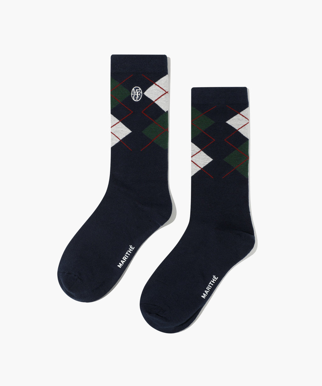 Marithe & Francois Girbaud - Circle Logo Argyle Socks (Navy) product image 4 | TRAB K-Fashion Australia