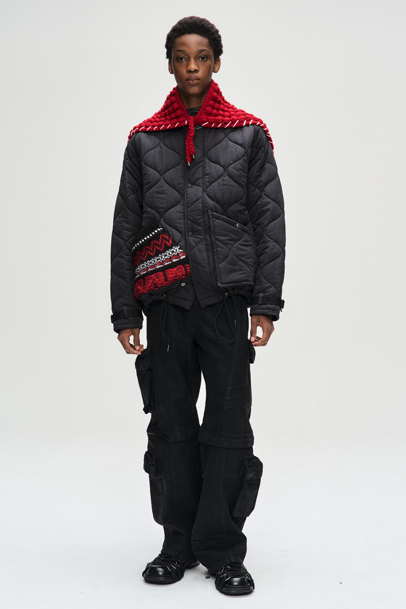 Andersson Bell - Chunky Wool-Blend Hand Knitted Scarf (Red) product image 2 | TRAB K-Fashion Australia