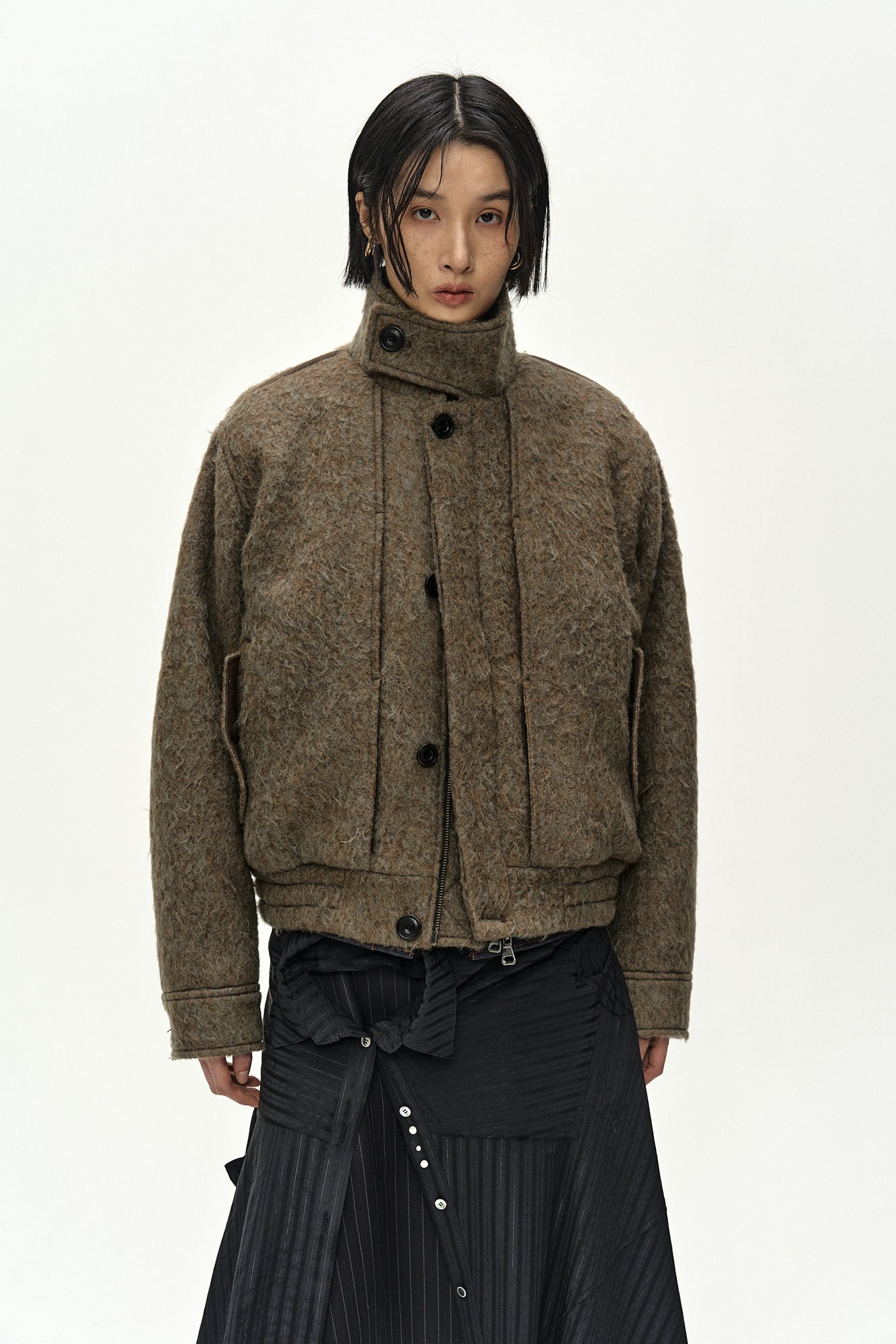 Andersson Bell - Linus Harrington Wool Jacket (brown/grey) (Brown/Grey) product image 10 | TRAB K-Fashion Australia