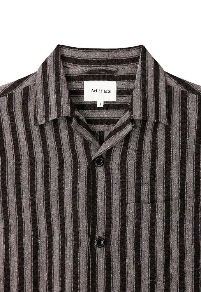 Art if acts - Linen Stripe Camp Half Shirt (Wood) product image 13 | TRAB K-Fashion Australia