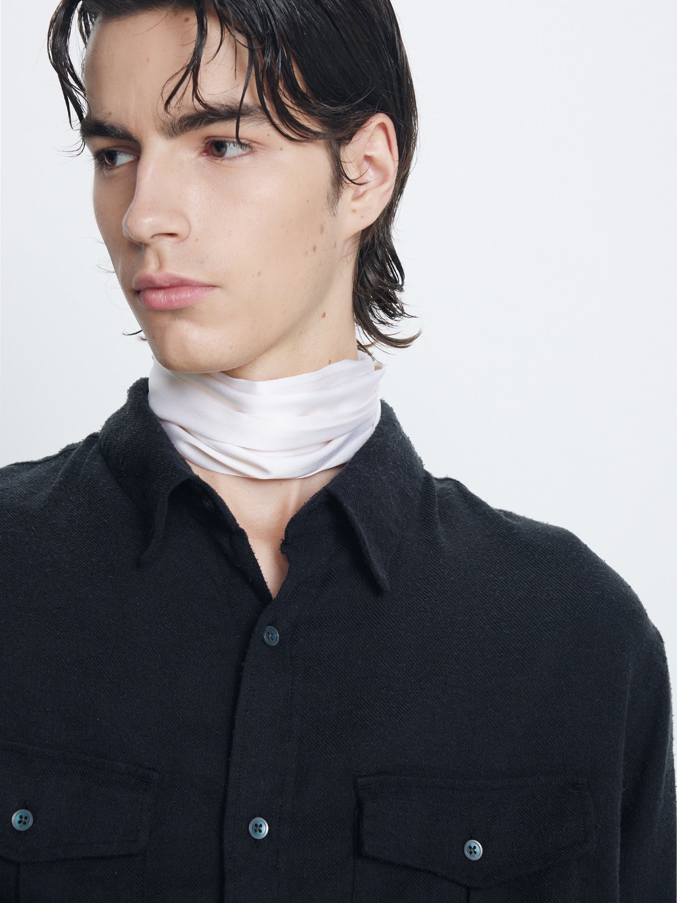 Tonywack - Brushed Silk Linen Utility Shirt (Black) product image 6 | TRAB K-Fashion Australia