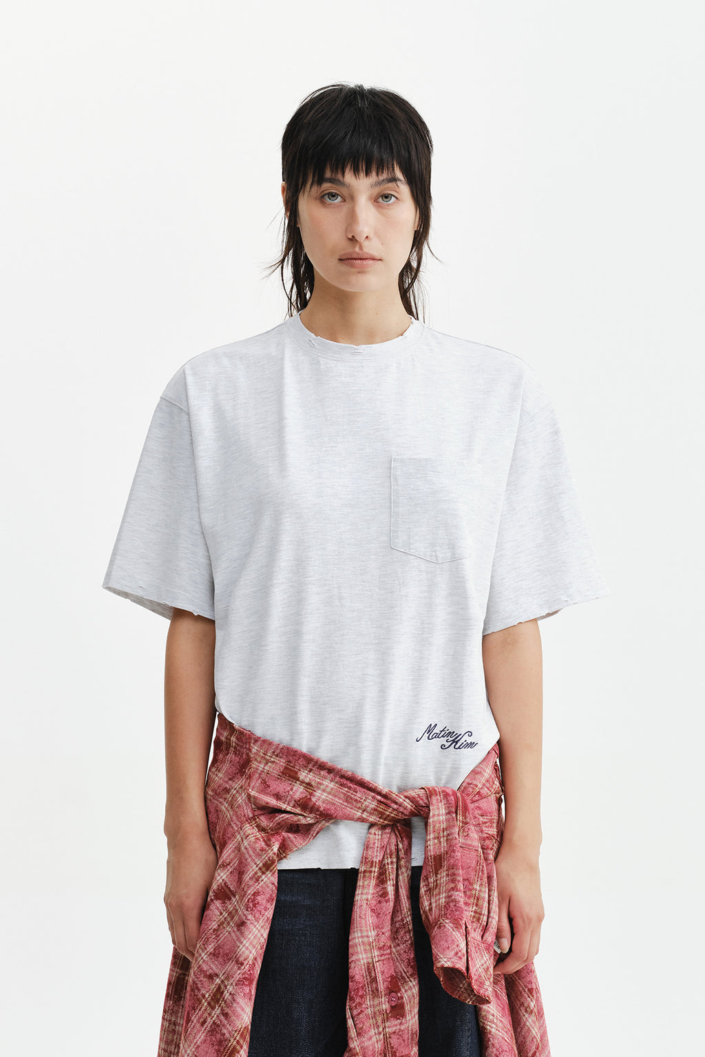 Matin Kim - Calligraphy Back Logo Pocket Top (Light Grey) product image 12 | TRAB K-Fashion Australia
