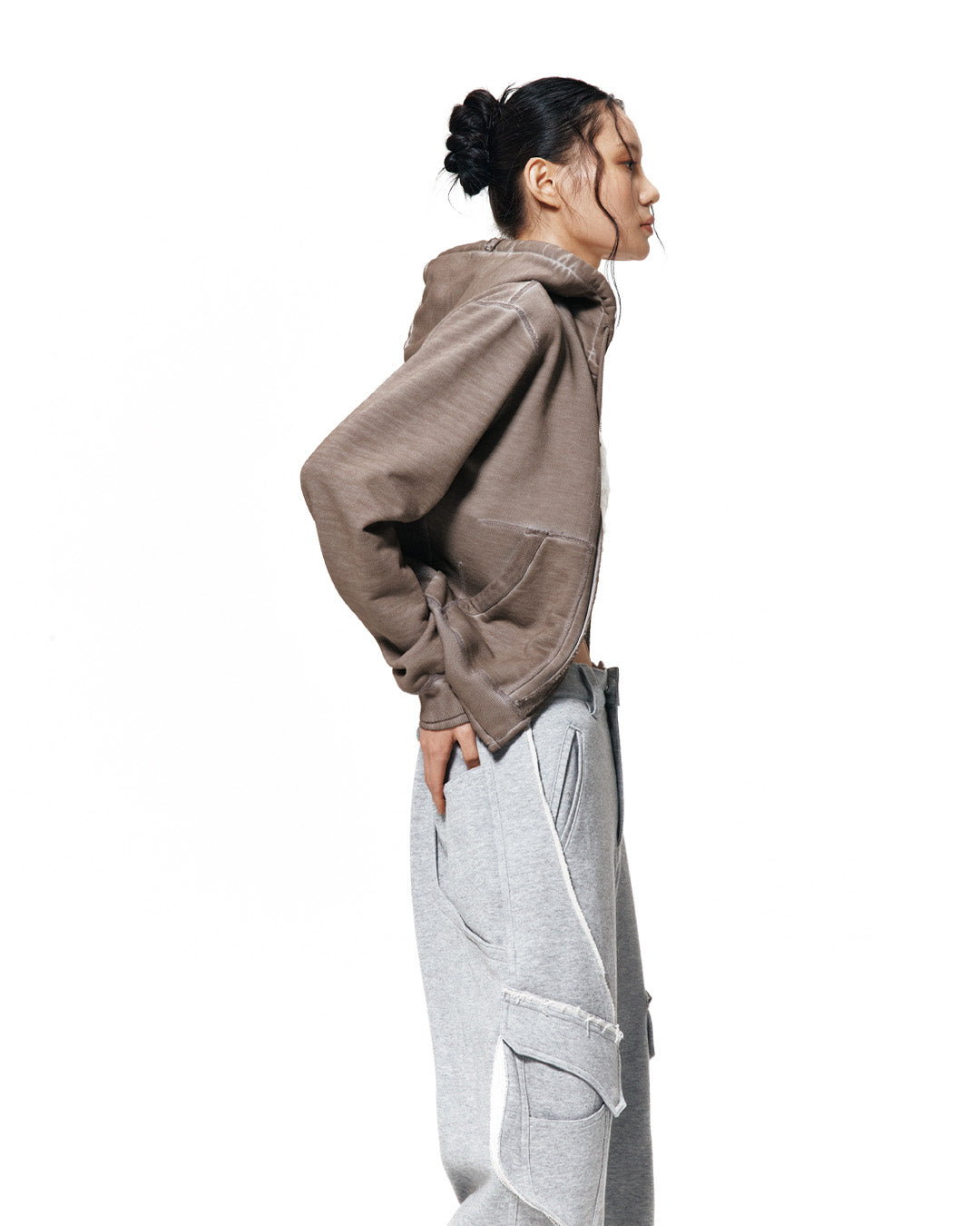 XLIM - Ep.8 Women 01 Hoodie Zipup (Washed Taupe) product image 11 | TRAB K-Fashion Australia