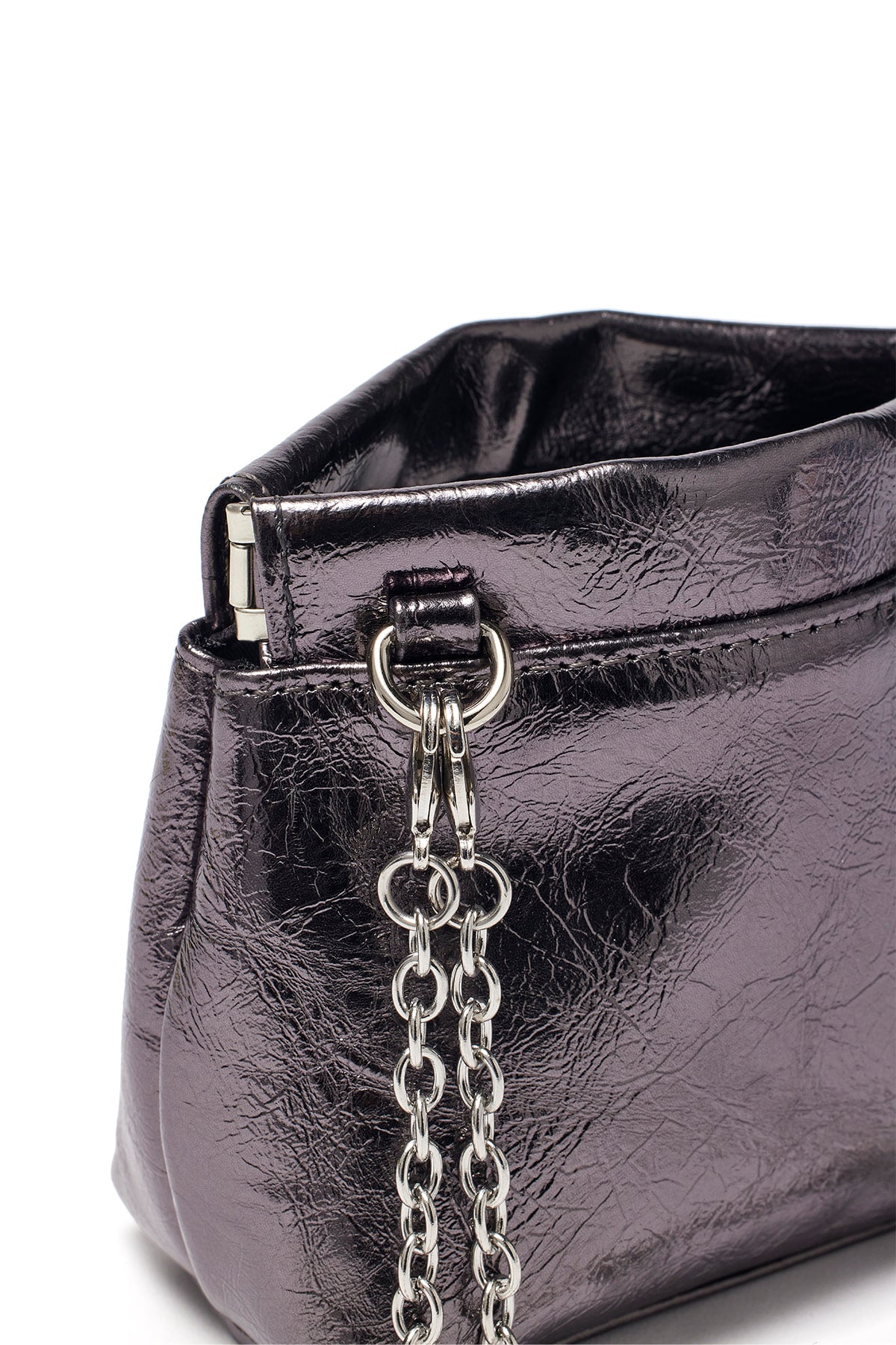 Matin Kim - Glossy Leather Mini Wallet Bag (Dark Silver) product image 4 | TRAB K-Fashion Australia
