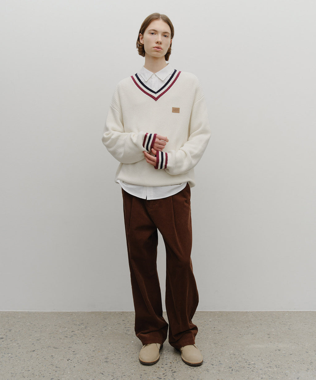 Marithe & Francois Girbaud - V Neck Knit Pullover (Ivory) product image 5 | TRAB K-Fashion Australia