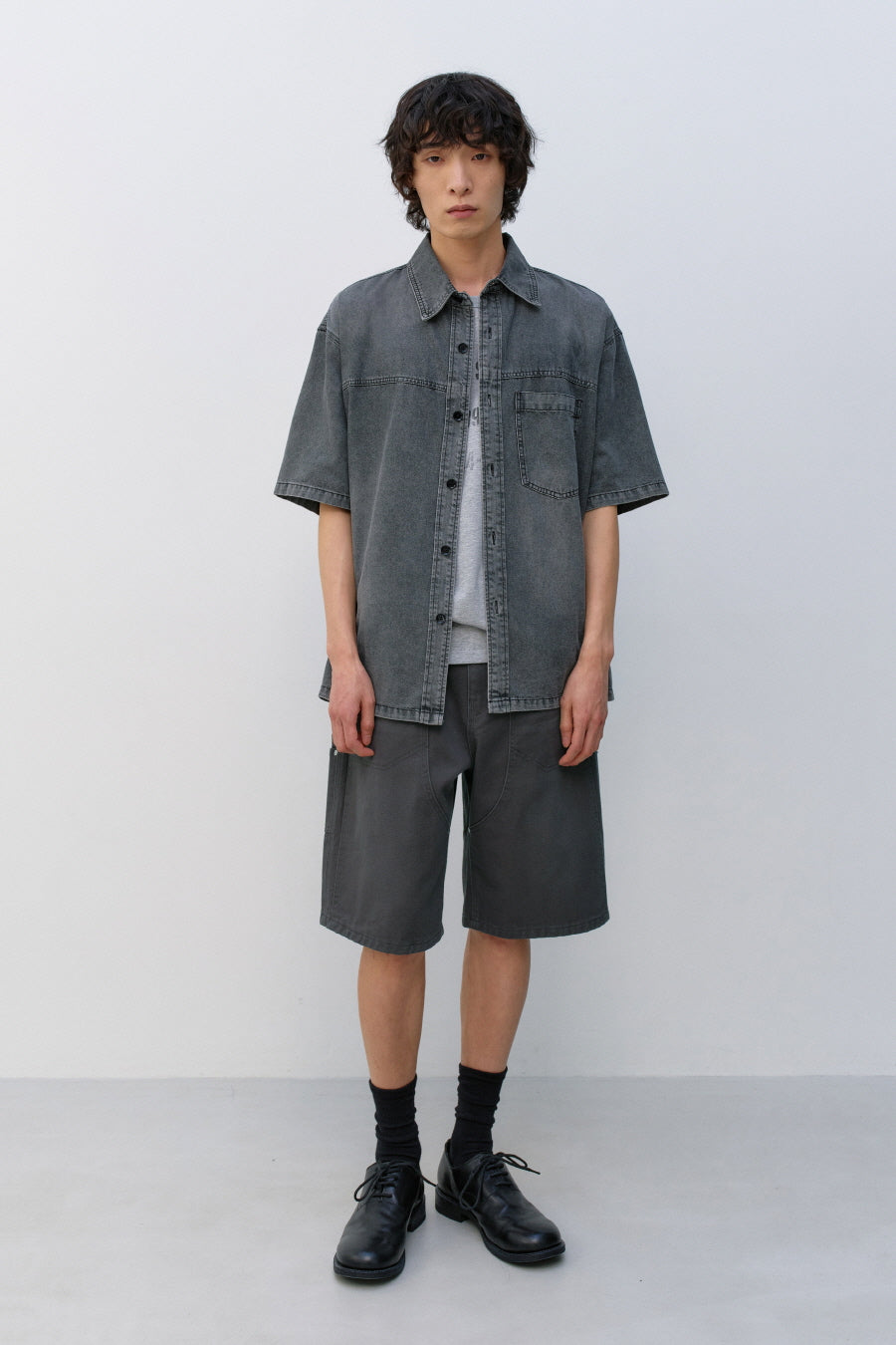 Insilence - Slash Washing Denim Shirt (Washed Grey) product image 6 | TRAB K-Fashion Australia