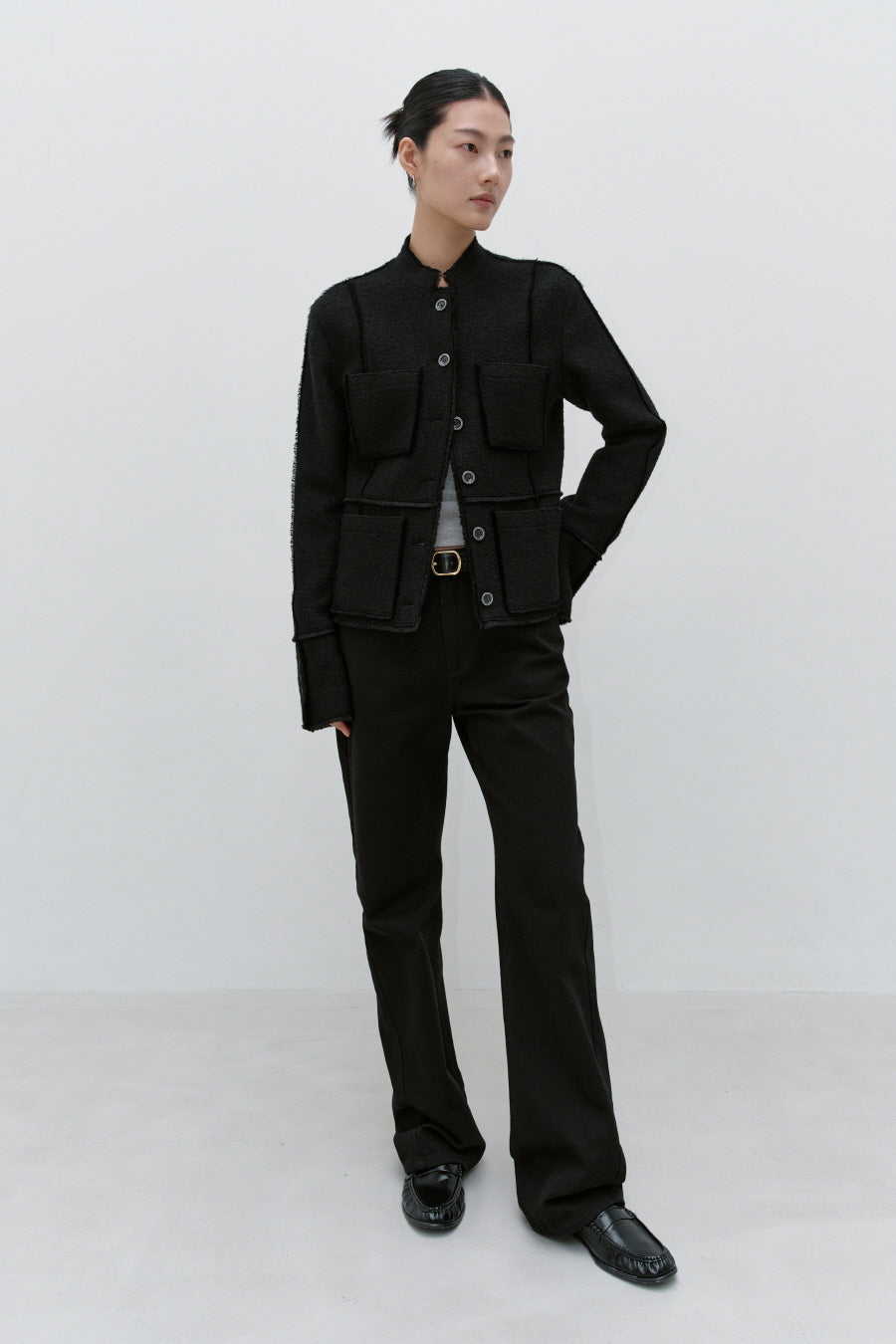 Insilence - Wool Jersey Tweed Jacket (Black) product image 4 | TRAB K-Fashion Australia