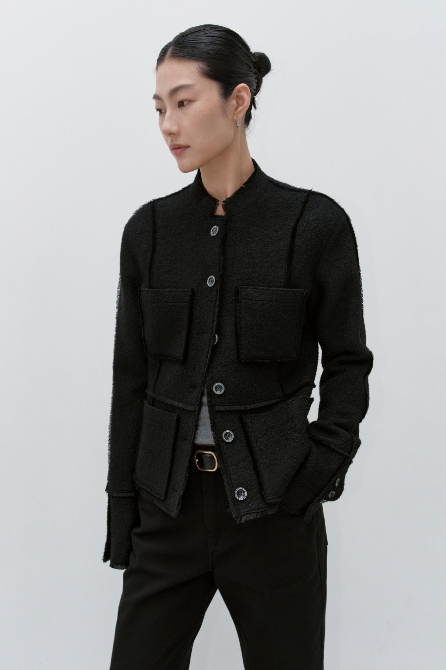 Insilence - Wool Jersey Tweed Jacket (Black) product image 5 | TRAB K-Fashion Australia