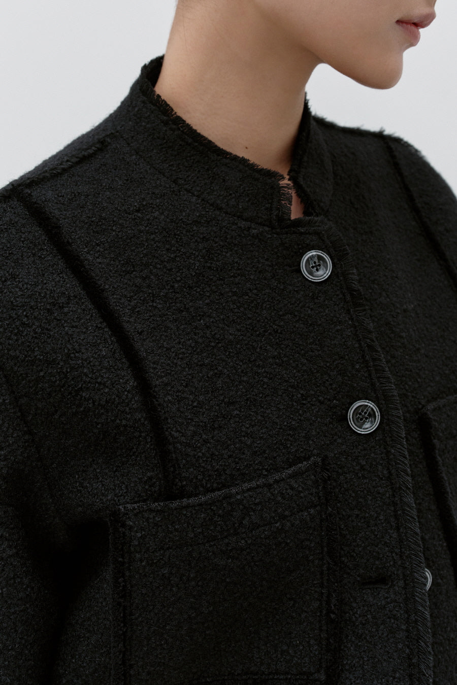 Insilence - Wool Jersey Tweed Jacket (Black) product image 6 | TRAB K-Fashion Australia