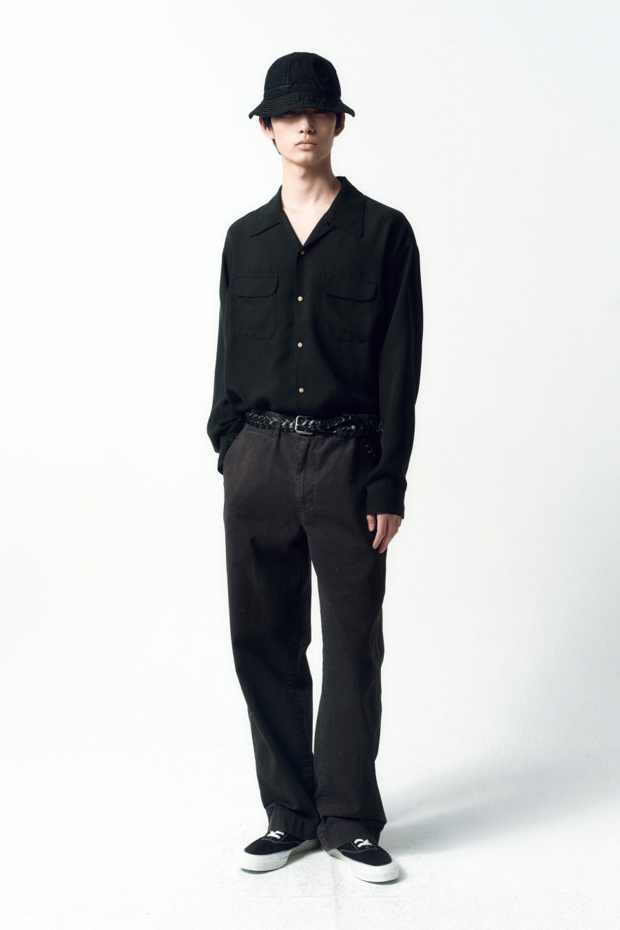 Insilence - Tencel Gabardine Open Collar Shirts (Black) product image 6 | TRAB K-Fashion Australia
