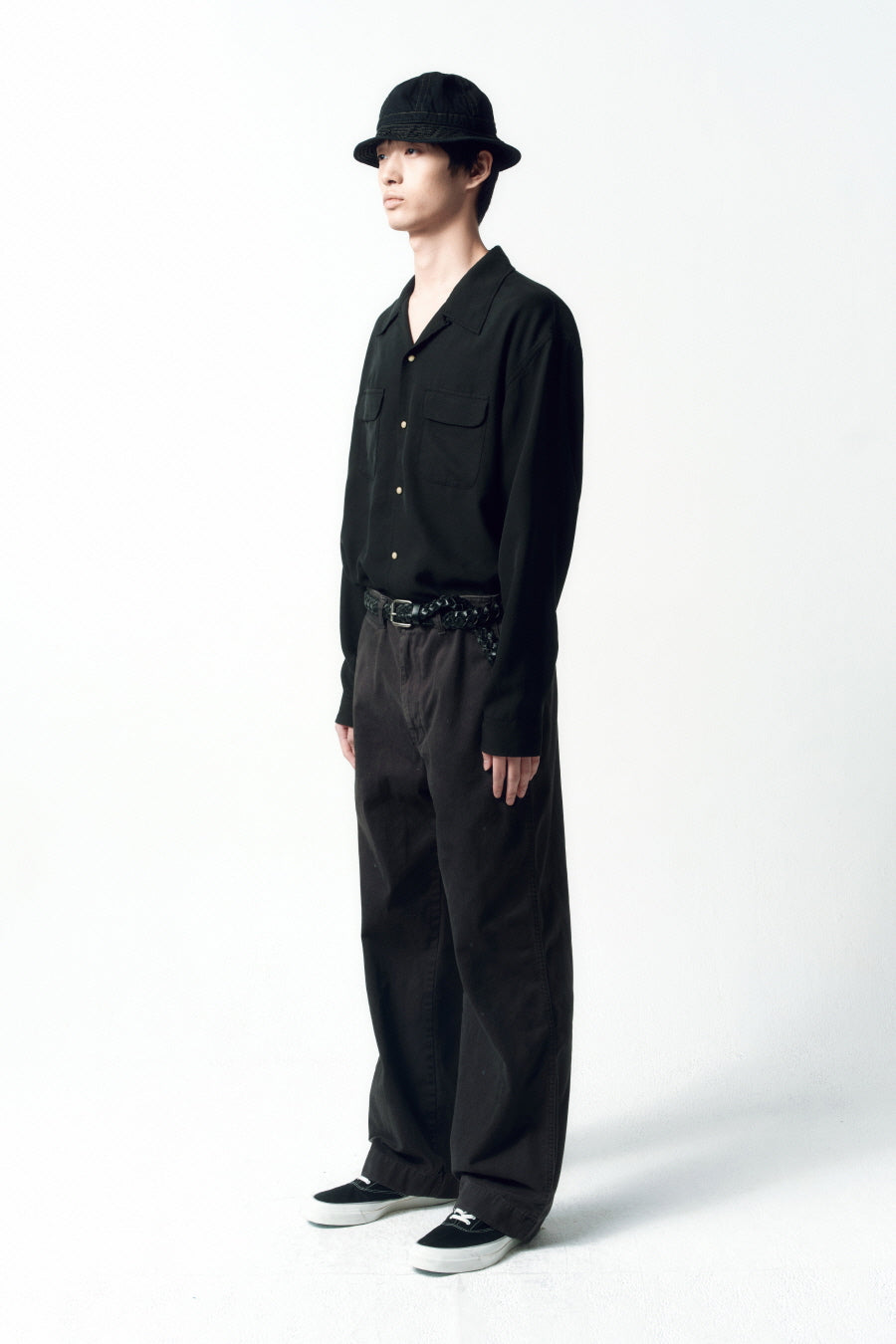 Insilence - Tencel Gabardine Open Collar Shirts (Black) product image 4 | TRAB K-Fashion Australia