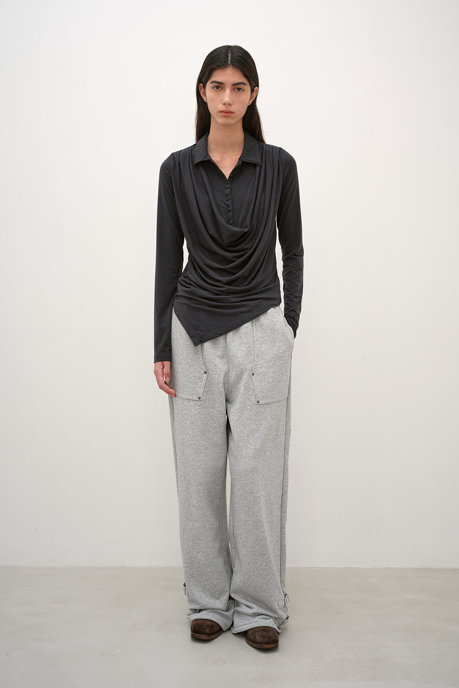 Insilence - Belted Strap Sweat Pants (Melange Grey) product image 6 | TRAB K-Fashion Australia