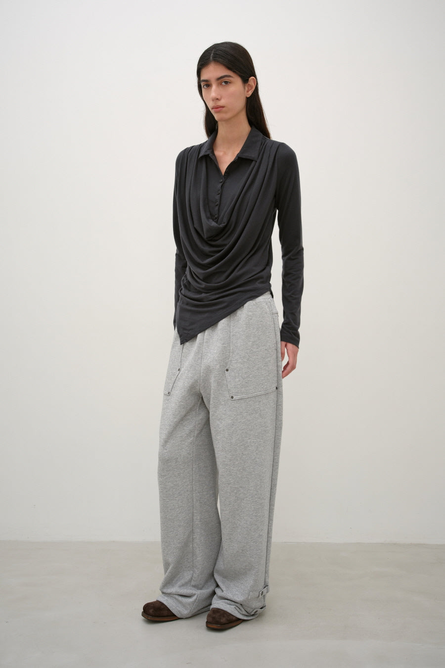Insilence - Belted Strap Sweat Pants (Melange Grey) product image 2 | TRAB K-Fashion Australia