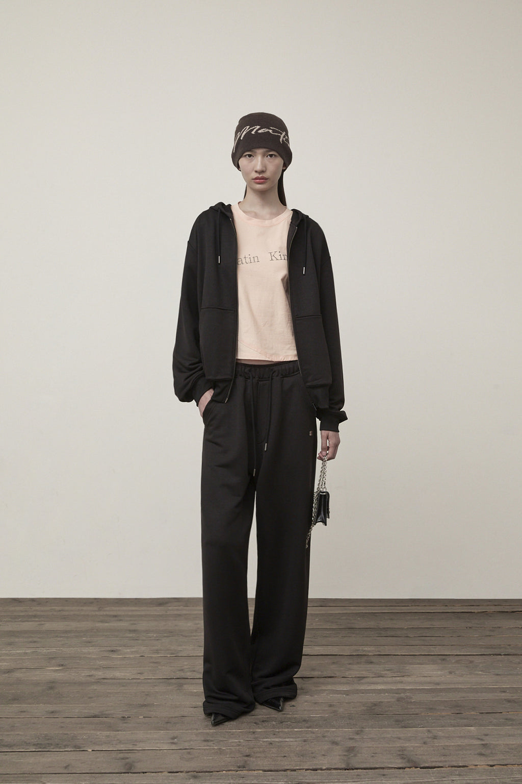 Matin Kim - Back Logo Glitter Hoody Zip Up (Black) product image 8 | TRAB K-Fashion Australia