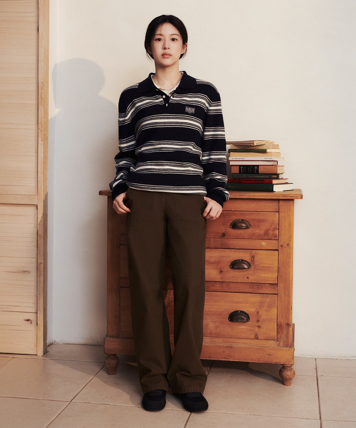 Marithe & Francois Girbaud - X-pocket Semi-wide Denim Pants (Brown) product image 1 | TRAB K-Fashion Australia