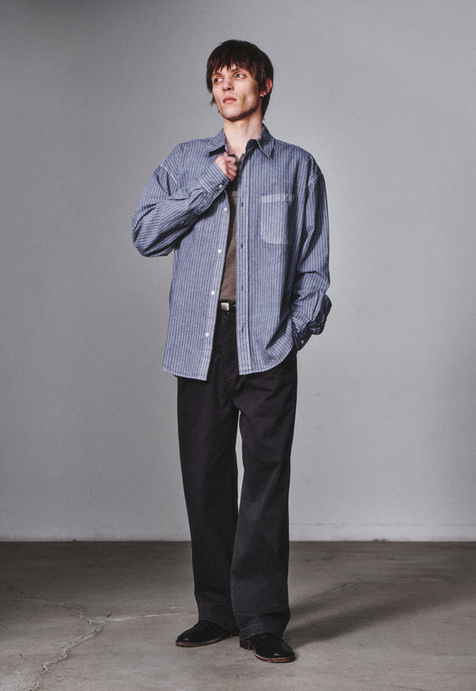 Art if acts - Pigment-Dyed Stripe Shirt (Violet Grey) product image 5 | TRAB K-Fashion Australia