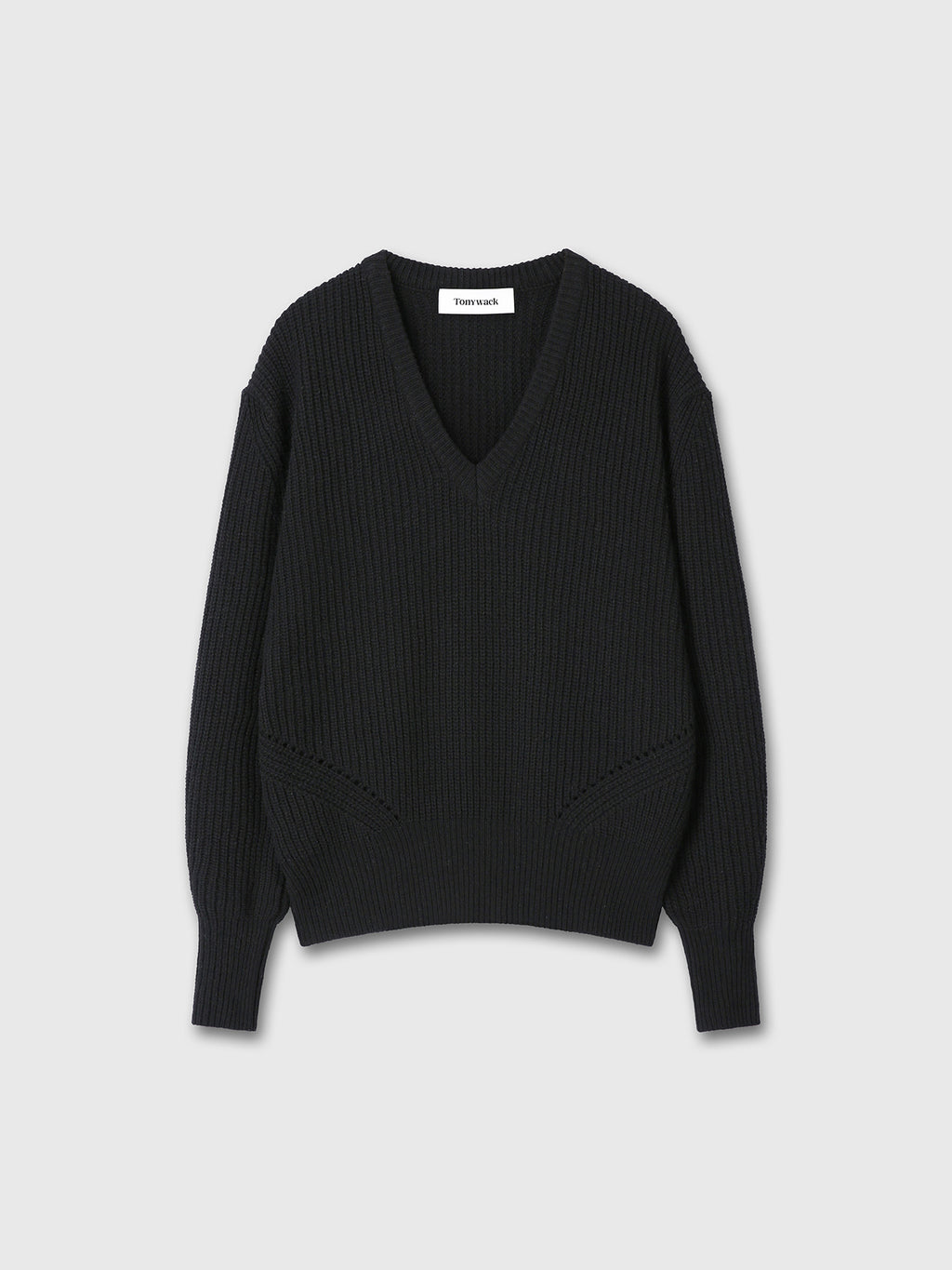 Tonywack - Merino Wool V-Neck Oversized Sweater (Black) product image 8 | TRAB K-Fashion Australia