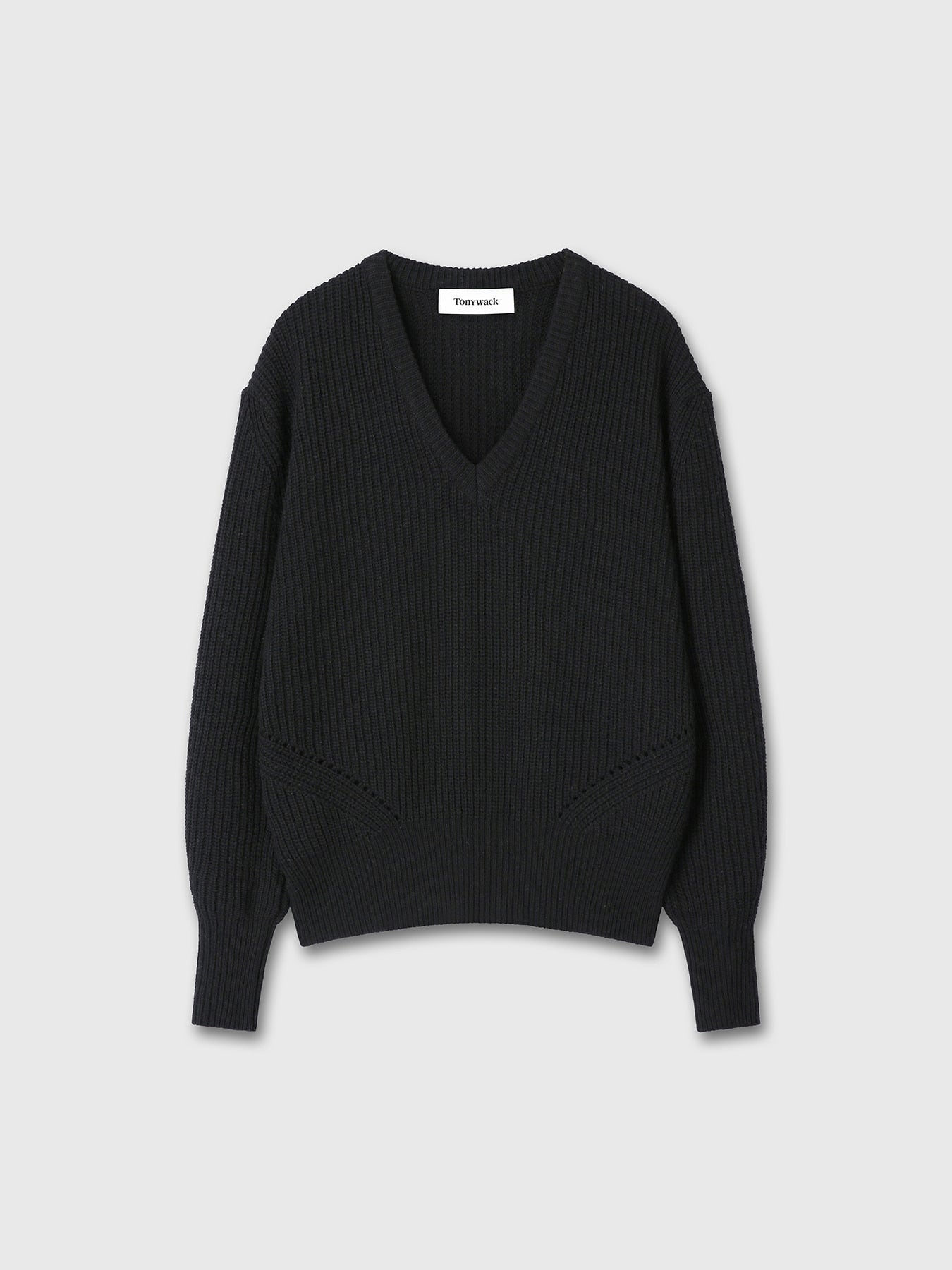 Tonywack - Merino Wool V-Neck Oversized Sweater (Black) product image 8 | TRAB K-Fashion Australia