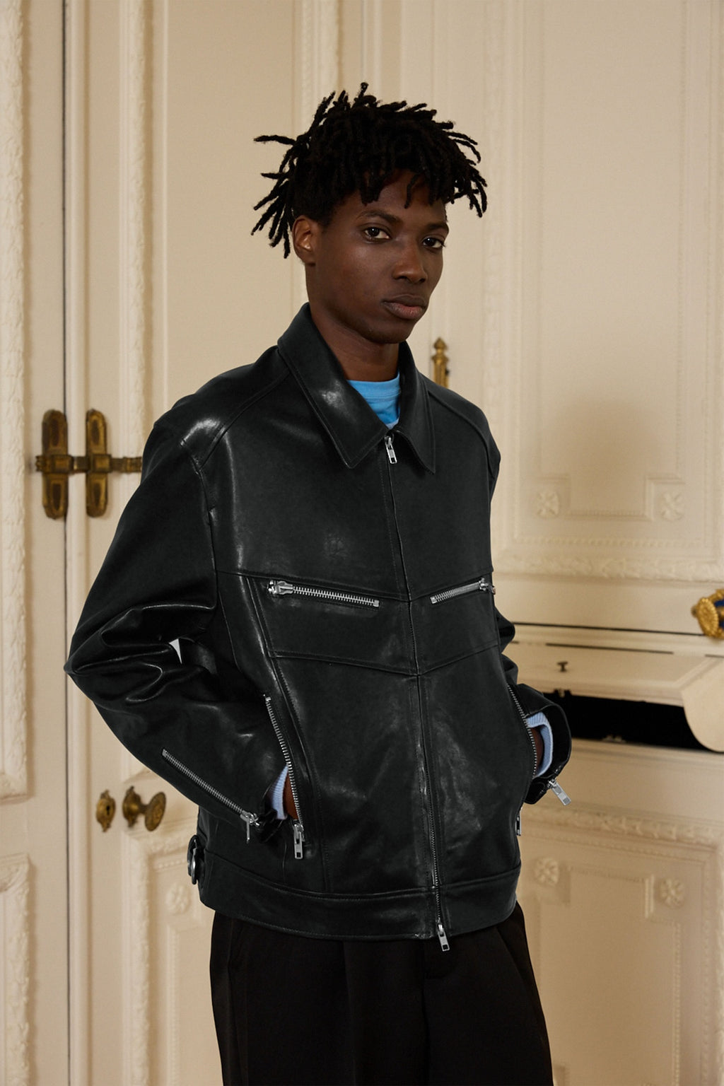 STU - Lambskin Zipper Leather Jacket (Black) product image 16 | TRAB K-Fashion Australia