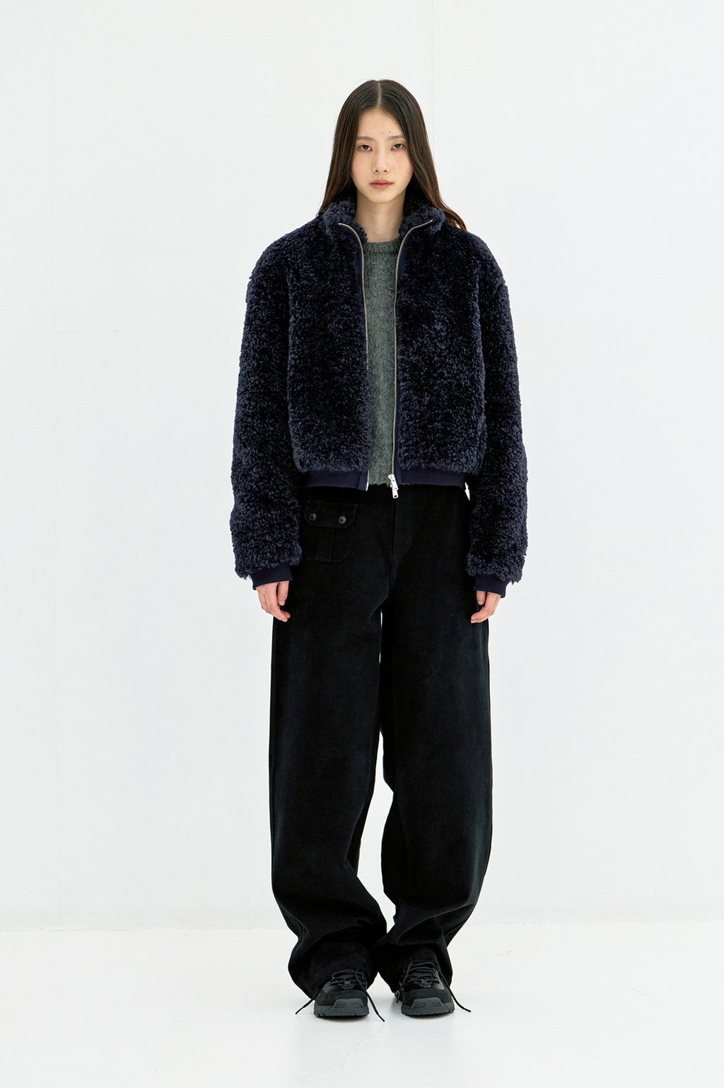 Coor - Curly Fake Fur Jumper (Navy) product image 2 | TRAB K-Fashion Australia