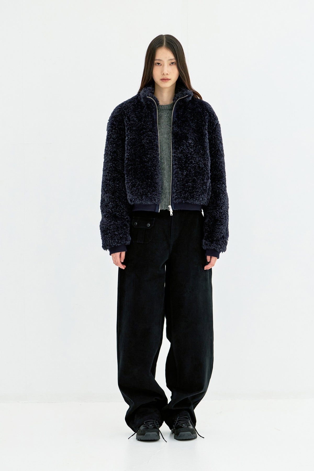 Coor - Curly Fake Fur Jumper (Navy) product image 2 | TRAB K-Fashion Australia