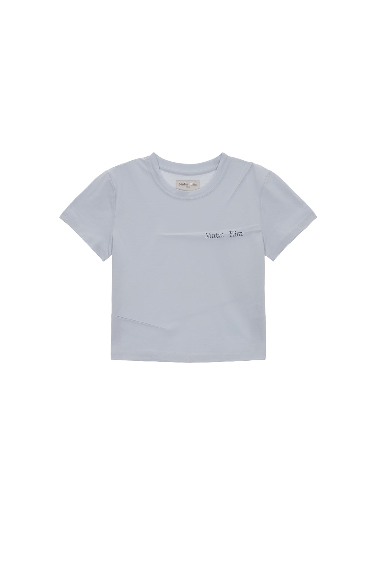 Matin Kim - Slit Pintuck Point Crop Top (Blue) product image 1 | TRAB K-Fashion Australia