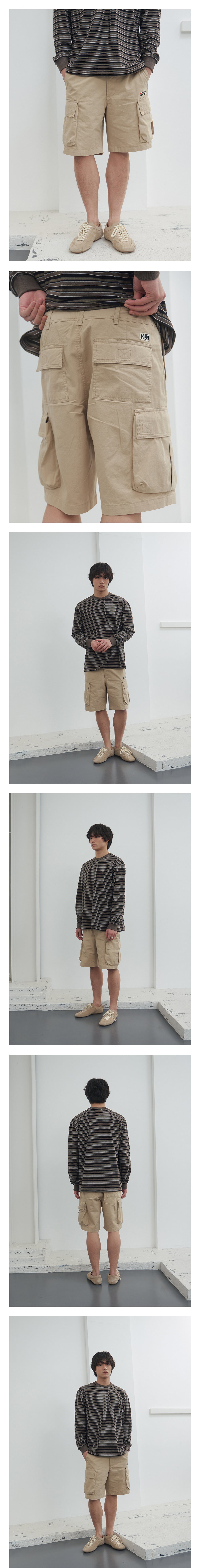 Kijun - Logo Cargo Shorts (Beige) product image 1 | TRAB K-Fashion Australia