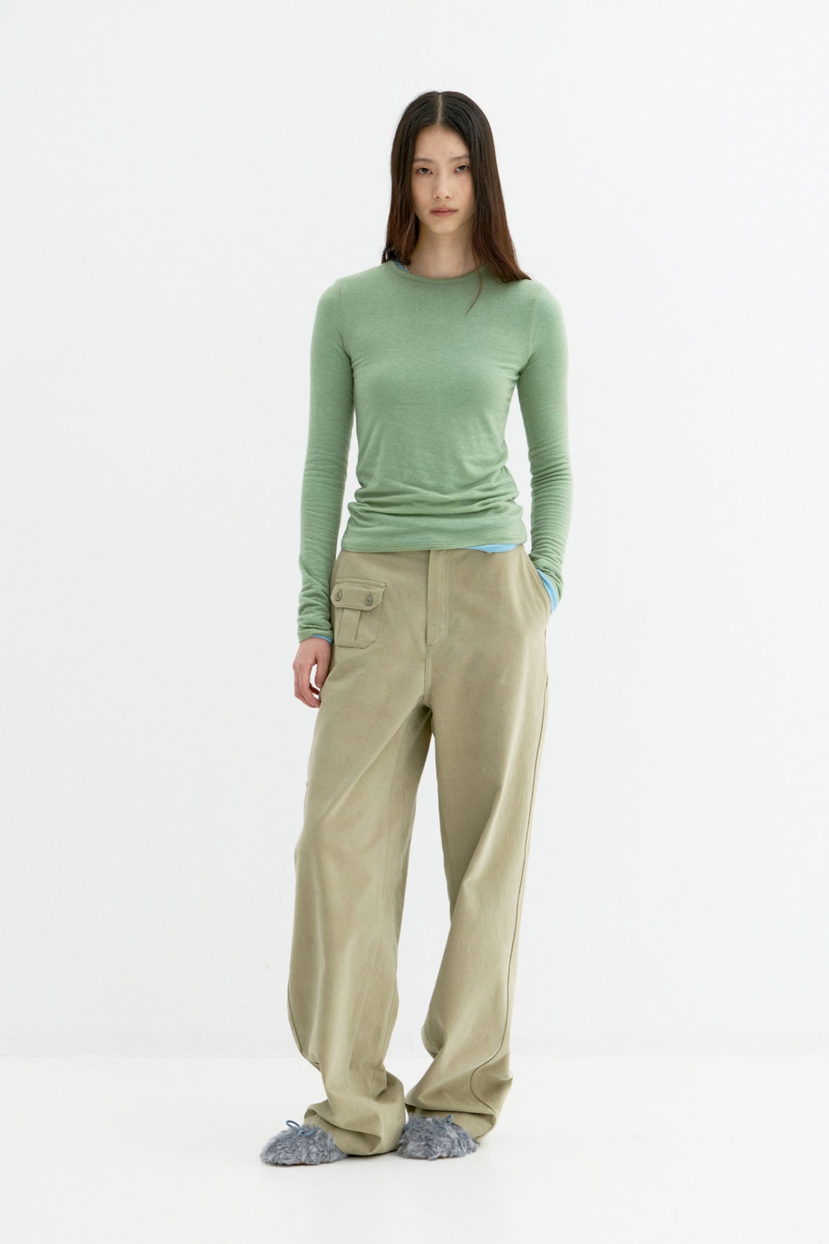Coor - Long Sleeve Slim Top (Khaki Green) product image 2 | TRAB K-Fashion Australia