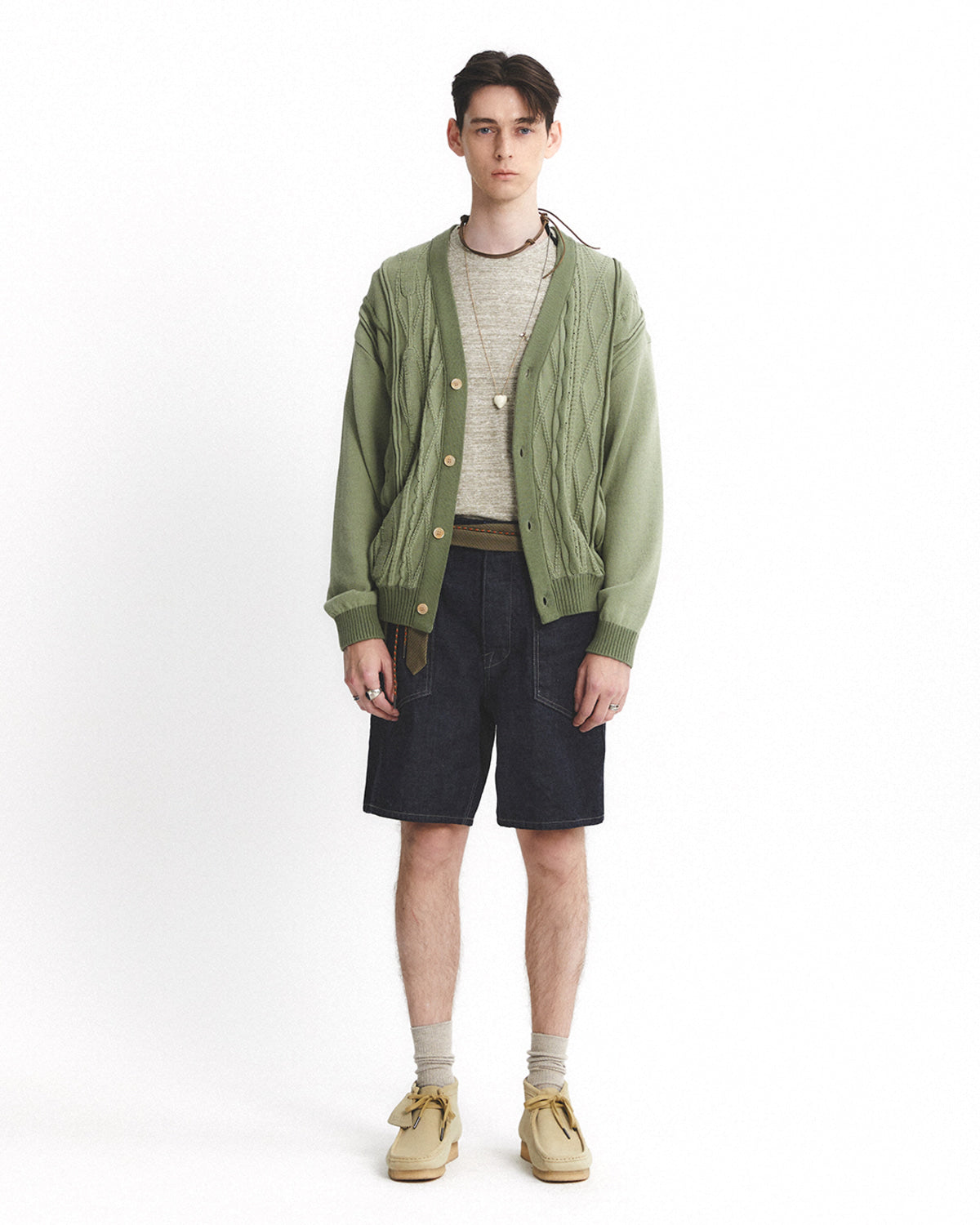 Eastlogue - Asymmetrical Cable Cardigan (Sage Green) product image 1 | TRAB K-Fashion Australia
