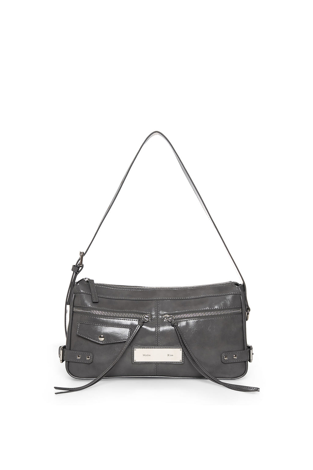 Matin Kim - Side Buckle Biker Shoulder Bag (Charcoal) product image 1 | TRAB K-Fashion Australia