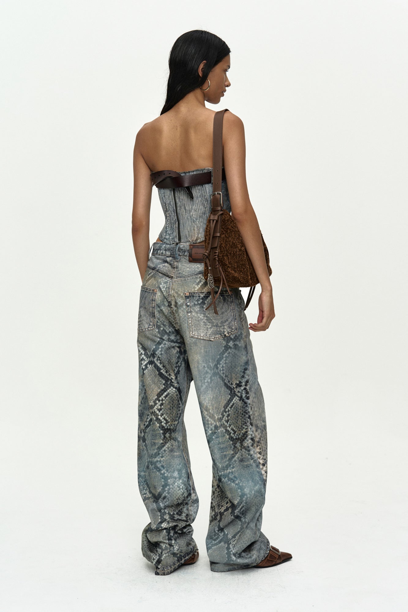 Andersson Bell - Python Fade Denim Printed Twist Bustier (Blue) product image 4 | TRAB K-Fashion Australia