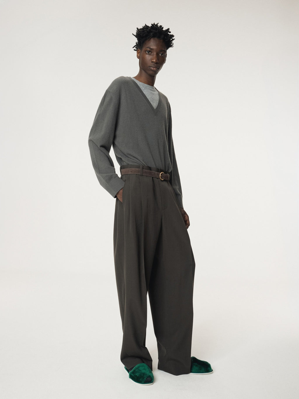 Recto - Styrene Tuck Suit Pants (Charcoal Grey) product image 1 | TRAB K-Fashion Australia