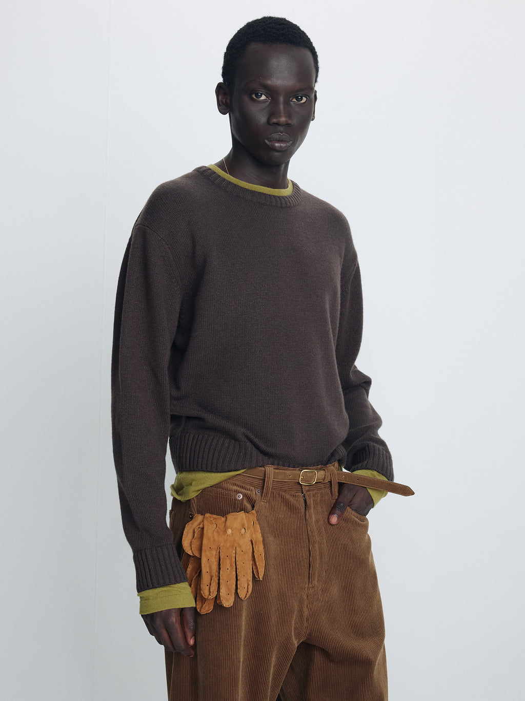Tonywack - Wool And Cashmere Layered Knit (Brown/Olive) product image 5 | TRAB K-Fashion Australia