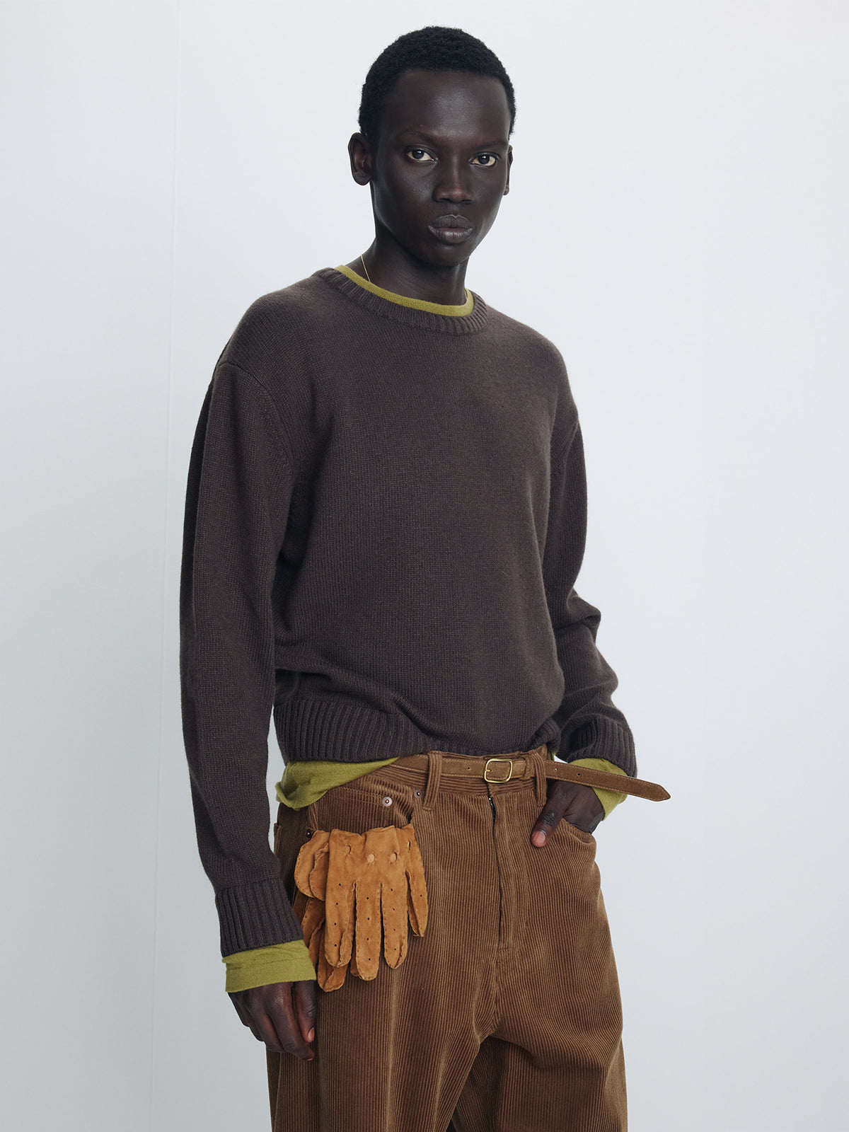Tonywack - Wool And Cashmere Layered Knit (Brown/Olive) product image 5 | TRAB K-Fashion Australia