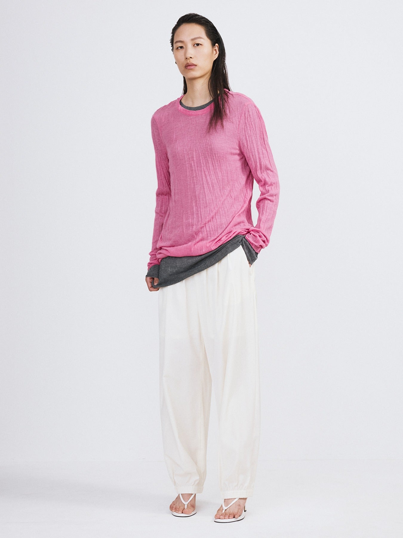 Recto - Crease Long Knit Top (Pink) product image 1 | TRAB K-Fashion Australia