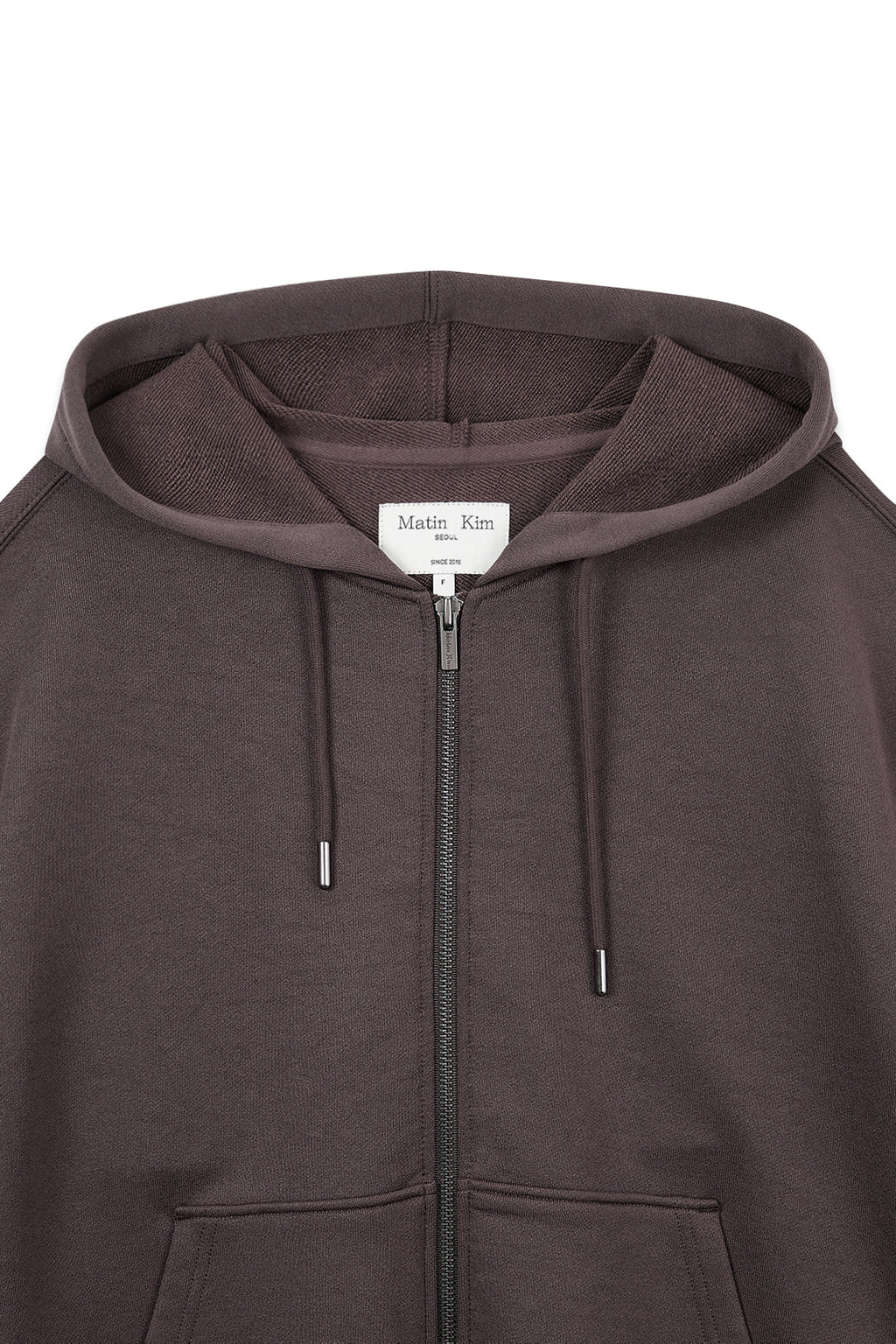 Matin Kim - Back Logo Glitter Hoody Zip Up (Brown) product image 3 | TRAB K-Fashion Australia