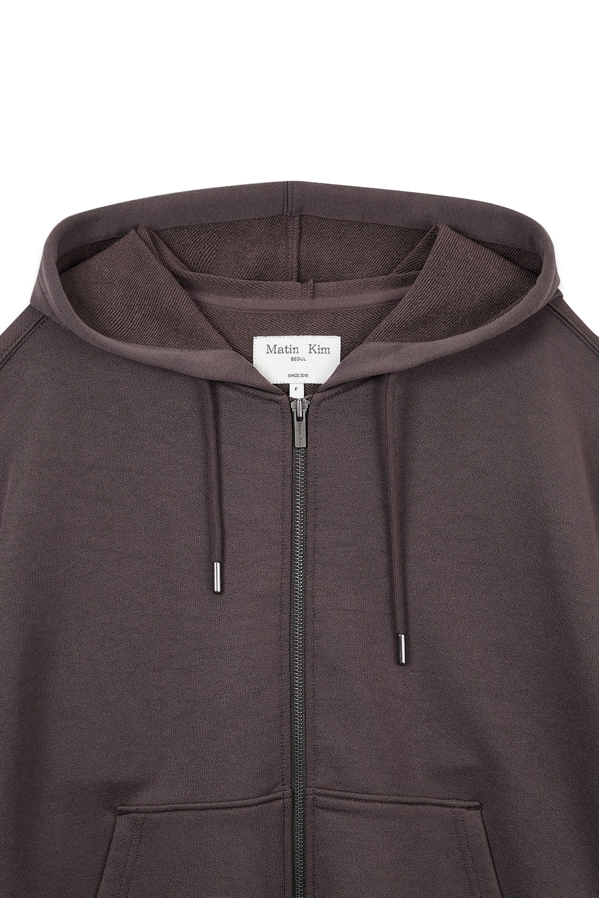 Matin Kim - Back Logo Glitter Hoody Zip Up (Brown) product image 3 | TRAB K-Fashion Australia