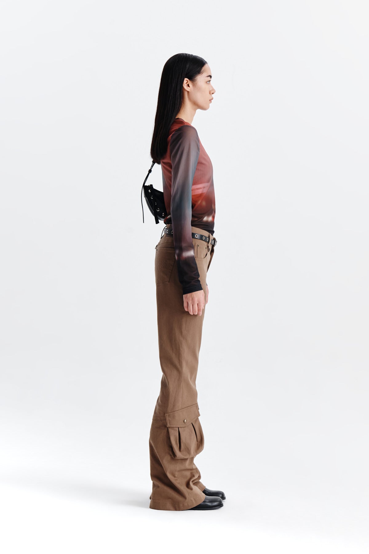 Matin Kim - Boots Cut Cargo Pants (Khaki Brown) product image 6 | TRAB K-Fashion Australia