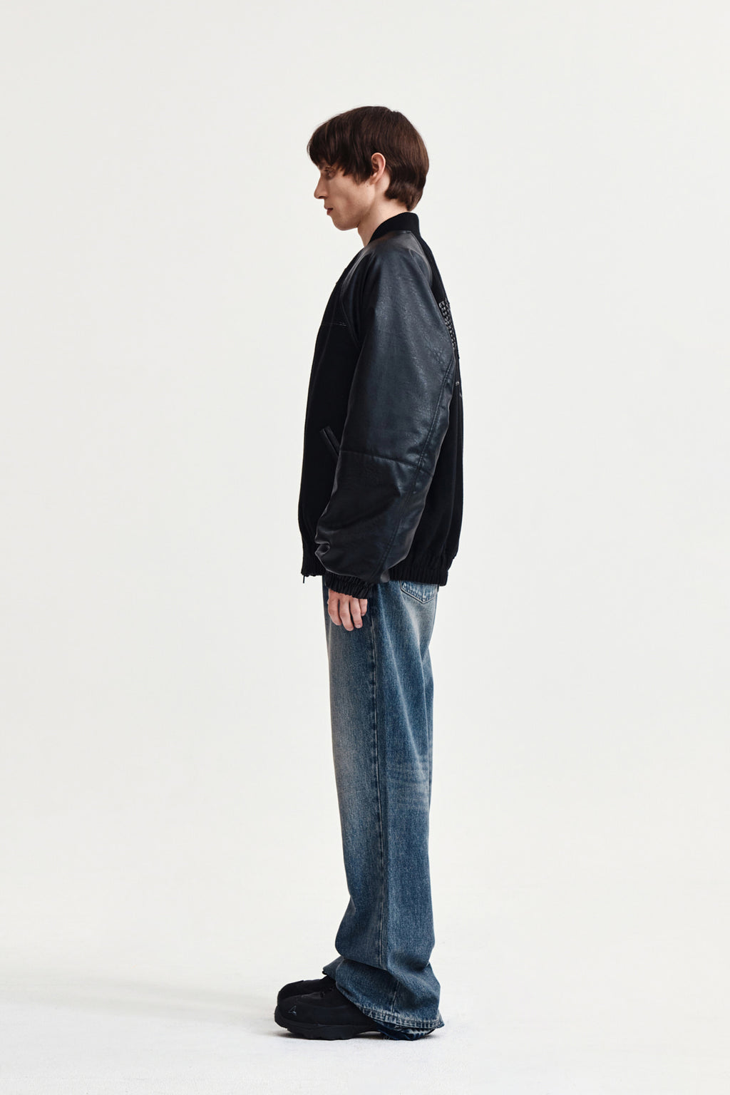 Matin Kim - Stunning Point Faux Leather Jumper (Black) product image 6 | TRAB K-Fashion Australia