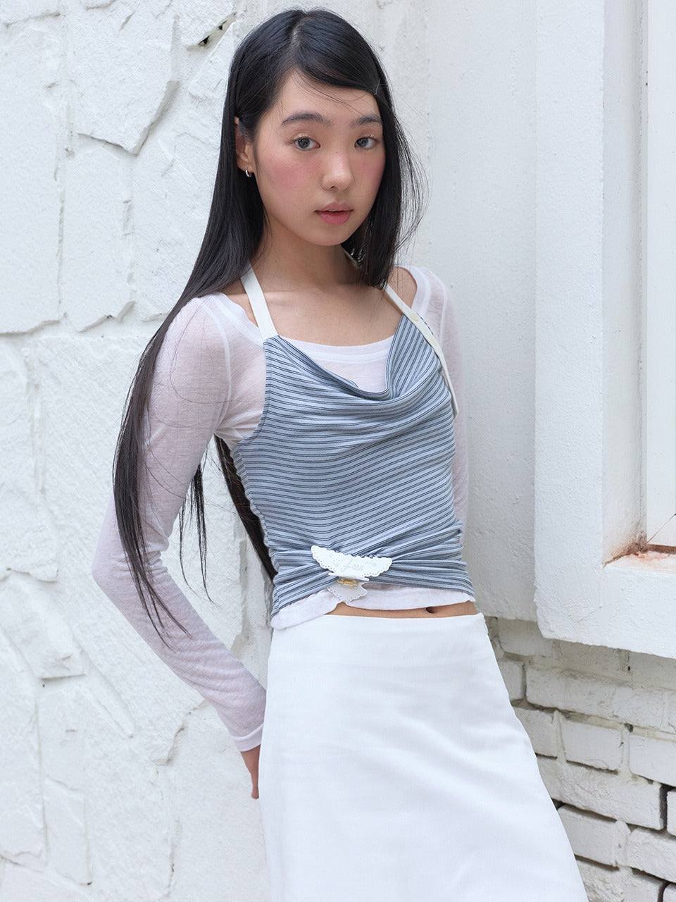 Margarin Fingers - Stripe Halter Top (Blue) product image 1 | TRAB K-Fashion Australia