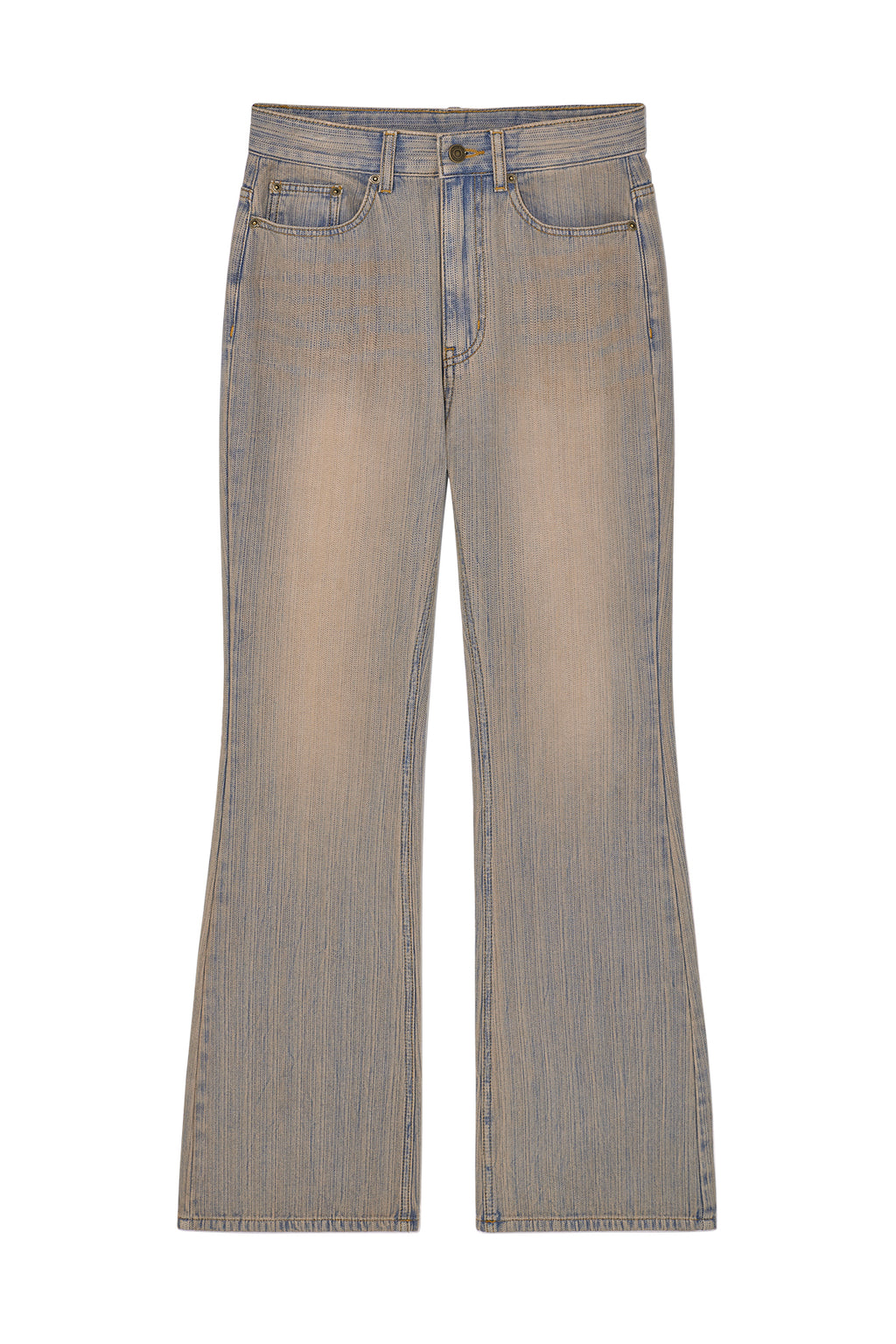 Matin Kim - Washed Stripe Boots Cut Denim Pants (Smoke Blue) product image 1 | TRAB K-Fashion Australia