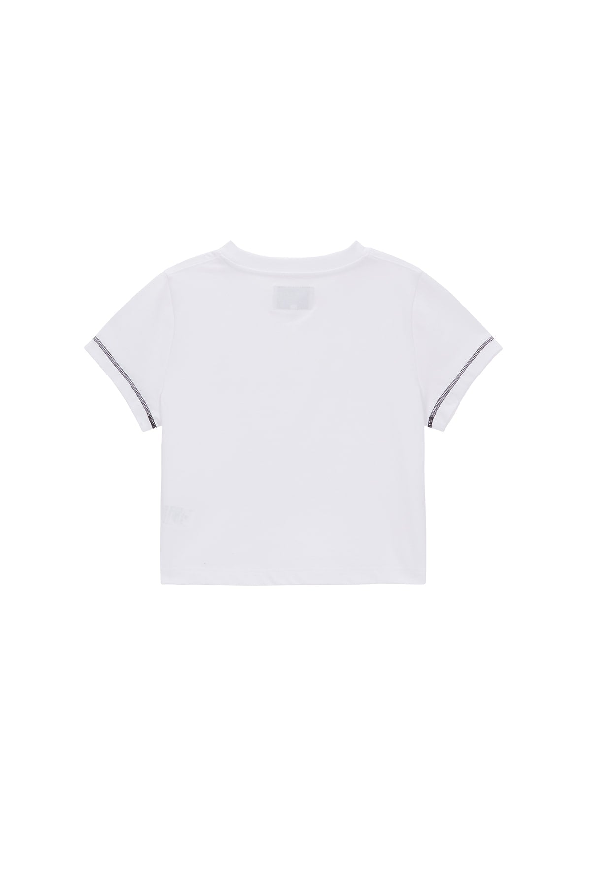 Matin Kim - Matin Small Line Logo Stitch Crop Top (White) product image 2 | TRAB K-Fashion Australia